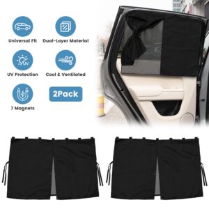 2 Pack Car Window Shades 26.77x19.09In Double-Layer Magnetic Car Side Window Shades With 3 Adjustable Modes Universal Fit For Most Vehicles