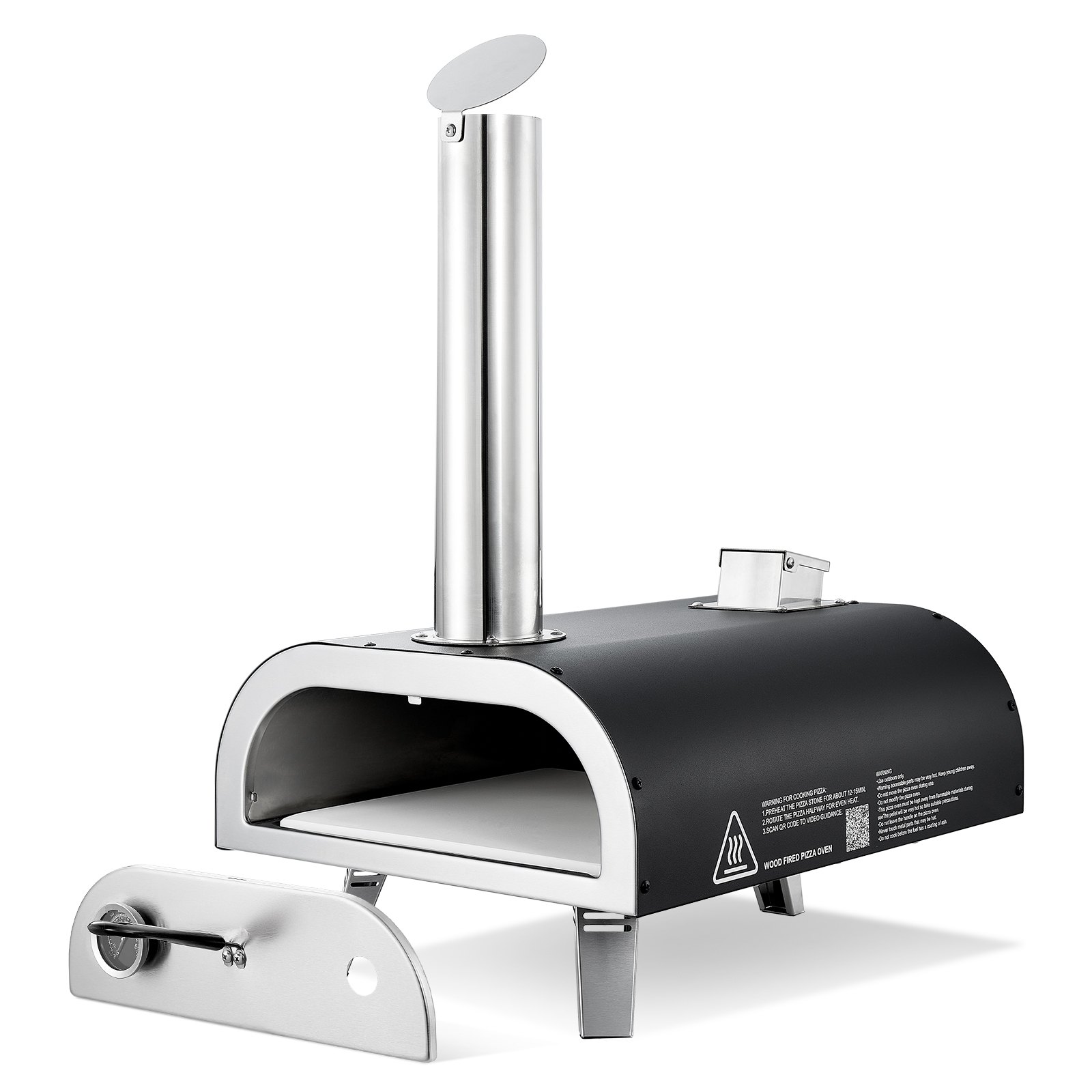 12' Outdoor Pizza Oven Portable Wood Pellet Pizza Oven Iron Spray Camping