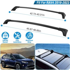 Car Roof Rack Cross Bars Aluminum Alloy Cargo Carrier Rooftop Crossbars Fit For RAV4 2019-2024 With Side Rails For Cargo Carrier Bag Kayak Bike Snowboard