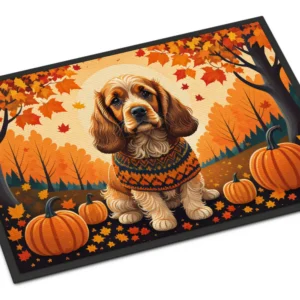 Cocker Spaniel Fall Doormat Front Door Mat Indoor Outdoor Rugs for Entryway, Non Slip Washable Low Pile, 24H X 36W