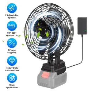9.06In Portable Jobsite Fan Compatible with 21V Makita Battery Cordless Workshop Fan with 2 Speeds for Jobsite Garage Power Outages(Battery Not Included)