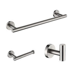 3-Pieces Bathroom Hardware Accessories Set - Towel Bar, Toilet Paper Holder, Robe Towel Hooks