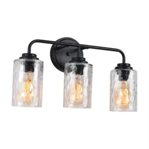 3-Light with Clear Glass Glacier Shade Unique Hand-make Lampshade Industrial Indoor Light Fixtur E26 Socket [No Bulb][Unable ship weekends, TK/TEMU only for pickup]