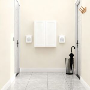 White Shaker Solid Wood Wall Cabinet With Soft-Close Doors, Adjustable Shelves - 24 Double Door Storage For Kitchen, Bathroom, Laundry, Garage Easy Assembly, 24 W X 12 D X 42 H