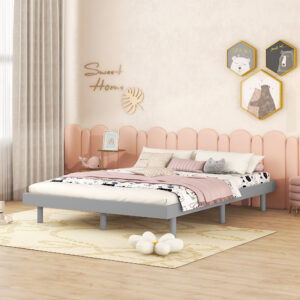 Modern Design Full Floating Platform Bed Frame For Grey Color