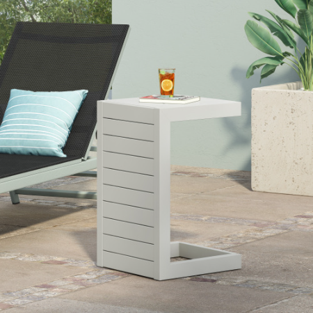 CAPE CORAL ALU C-SHAPED TABLE GREY