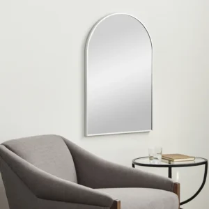 24x36 Inch Silver Metal Framed Arched Bathrrom Mirror For Wall. W2203134098