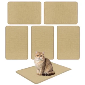 24 x 16 Inch Natural 6-Piece Cat Scratching Mats, Sisal Material Anti-Slip Latex Backing Furniture Protector