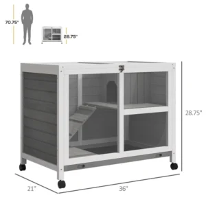 Pet cage /Wood Rabbit Hutch-Gray ( Amazon Shipping)(Prohibited by WalMart)