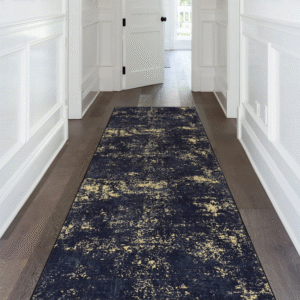 MAVAL Black Washable Rug 2'6'' X 10' Runner Rug Black Gold, 2'6'' X 10'