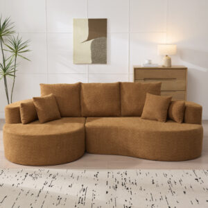 106 In. 2 - Piece Fabric Cloud Curved Sectional Boucle Sofa,CHAISE LOUNGE, NOMAD