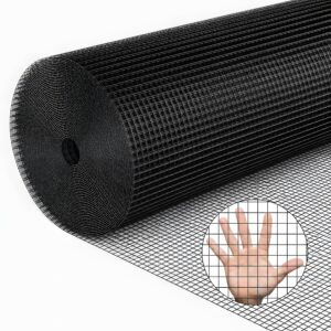 36in x 50ft black metal mesh, 1/2-inch welded chicken wire roll, garden plant fencing, suitable for chicken coops and home renovation