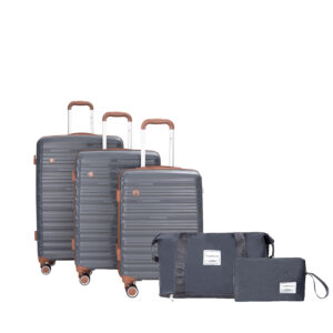 5-Piece Luggage Set,PP Hardshell Luggage Set With TSA Lock And Durable Spinner Wheels 20 24 28 A Travel Bag And A Toiletry Bag,Dark Grey
