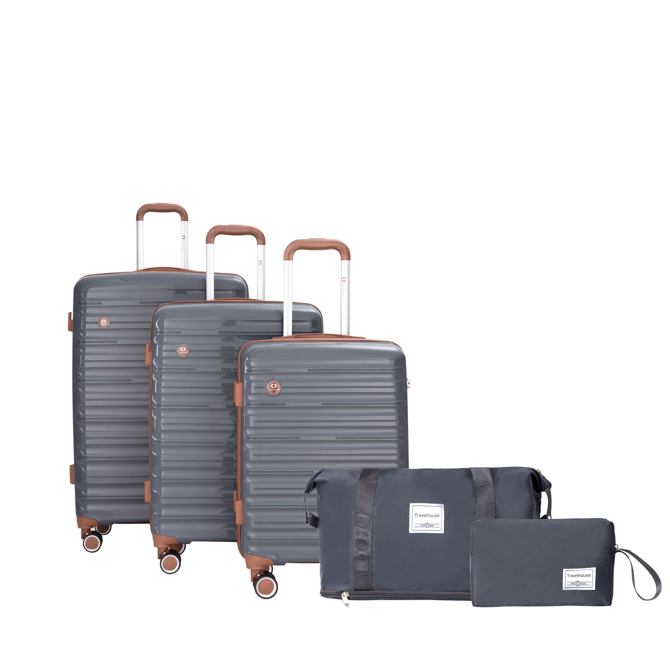5-Piece Luggage Set,PP Hardshell Luggage Set With TSA Lock And Durable Spinner Wheels 20 24 28 A Travel Bag And A Toiletry Bag,Dark Grey