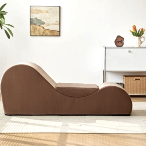 Solace Chaise Lounge Chair Relaxation, Ergonomic Design With Soft Yet Firm High-Density Foam Core, Removable Machine-Washable Cover, Brown