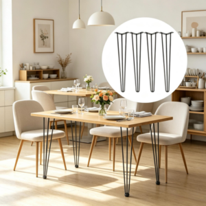 Set Of 4 Black Hairpin Table Legs, 22inch 3-Rod Design, 880 Lbs Total Load Capacity Only Table Legs