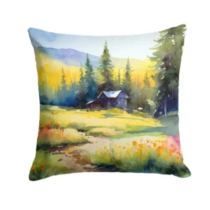 Montana Bitterroot in Watercolor Throw Pillow Machine Washable, Indoor Outdoor Decorative Pillow for Couch, Bed or Patio, 18Hx18W
