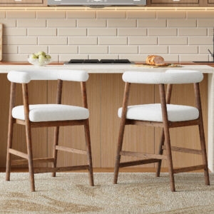 24.5 Seat Height Bar Stools With Back, Comfortable Counter Stools For Kitchen Island Dining Room, Set Of 2