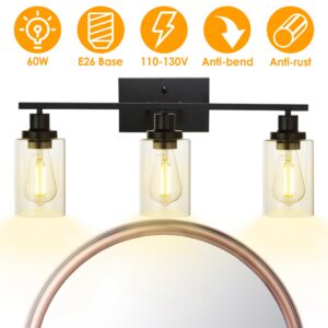 1Pc 3-Light Wall Sconce Lighting With Clear Glass Shade Bathroom Vanity Lamp Fixture Modern Mounted Light For Porch Mirror Living Room Bedroom Hallway
