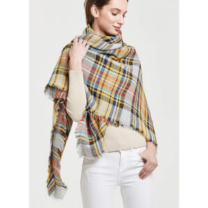 59 X 59in Yellow Blue Womens Fall Winter Scarf Plaid Tassel Soft Warm Blanket Scarves Womens Shawl Wraps