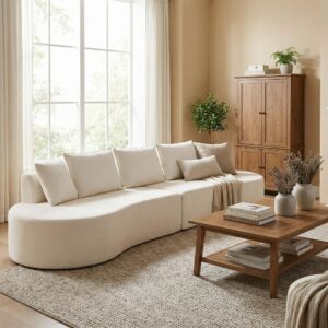 138.6 Modern Curved Modular Sectional Sofa With High-Density Fully Compressed Sponge, 2-Piece Set, Fully Assembled Left Right Hand Facing, Perfect For Living Room, Lounge