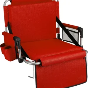 Alpcour Stadium Seat - Foldable, Padded Bleacher Chair With Backrest, Armrest, Pockets, & Cup Holder